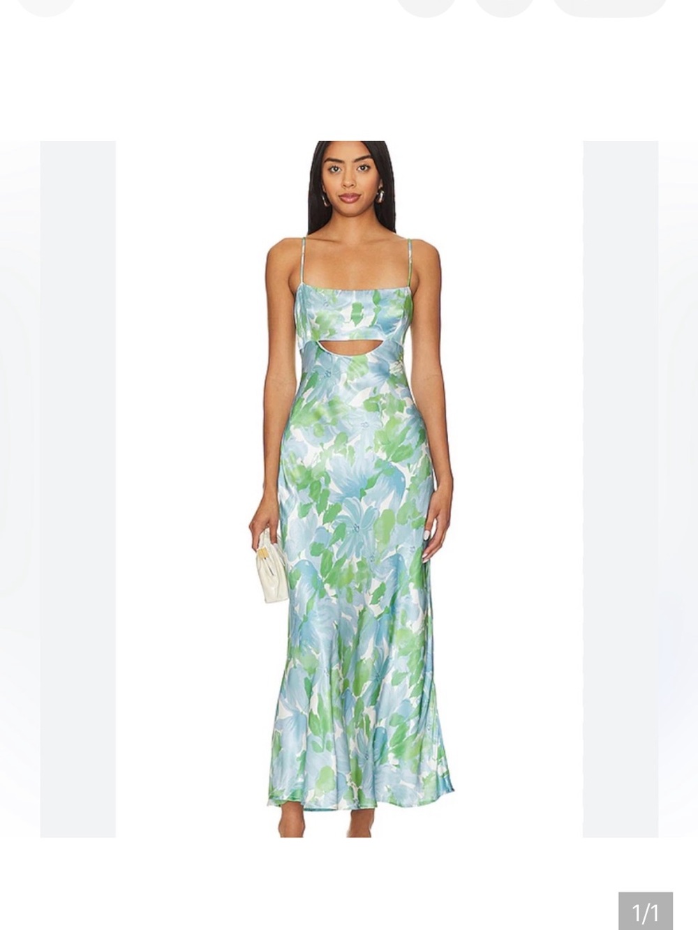 Astr Bellrose Cutout Slip Maxi Dress in Blue and Green Floral